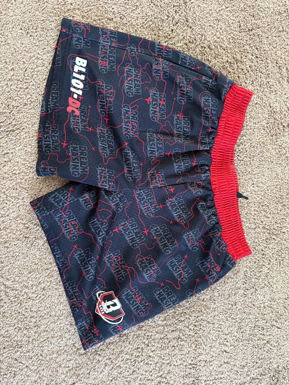 Kids' Black Shorts with Red Waistband Dream Chasing